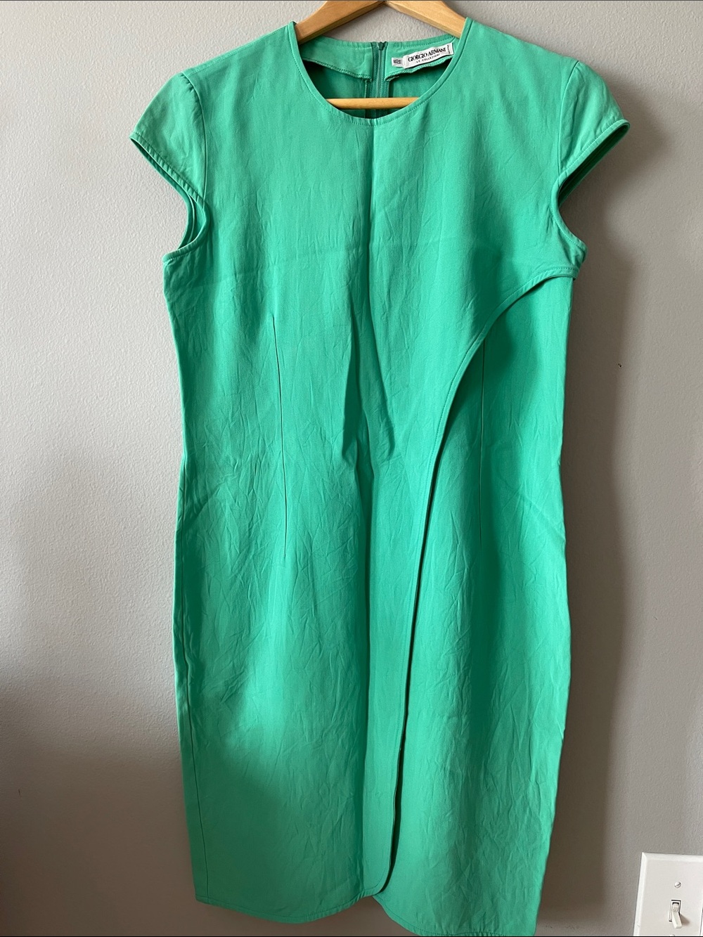Giorgio Armani Vintage Bright Teal Cap-Sleeve Sheath Dress
